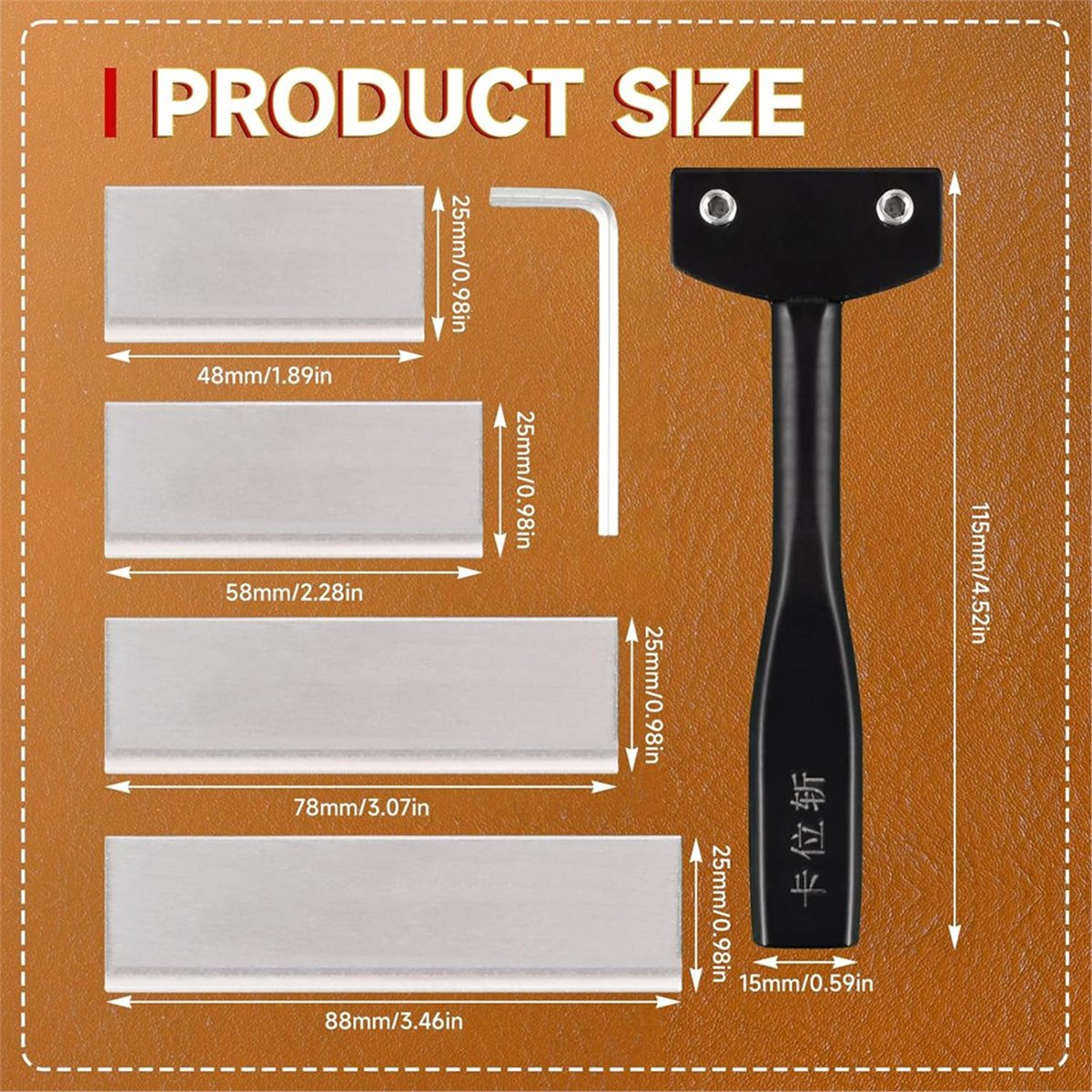 Leatherwork Knife - Couteau professionnel DT38 en acier au