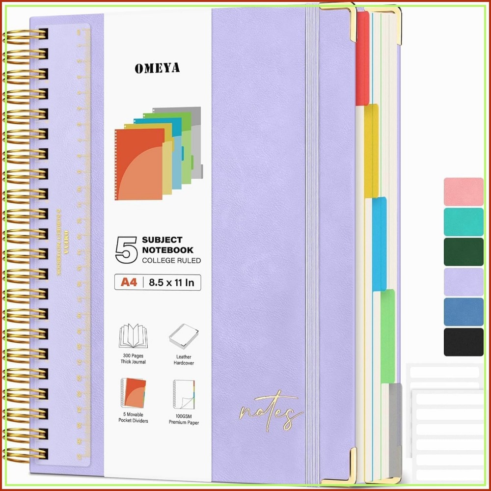 Leatherwork Products - Carnet A4 en cuir 5 sujets,