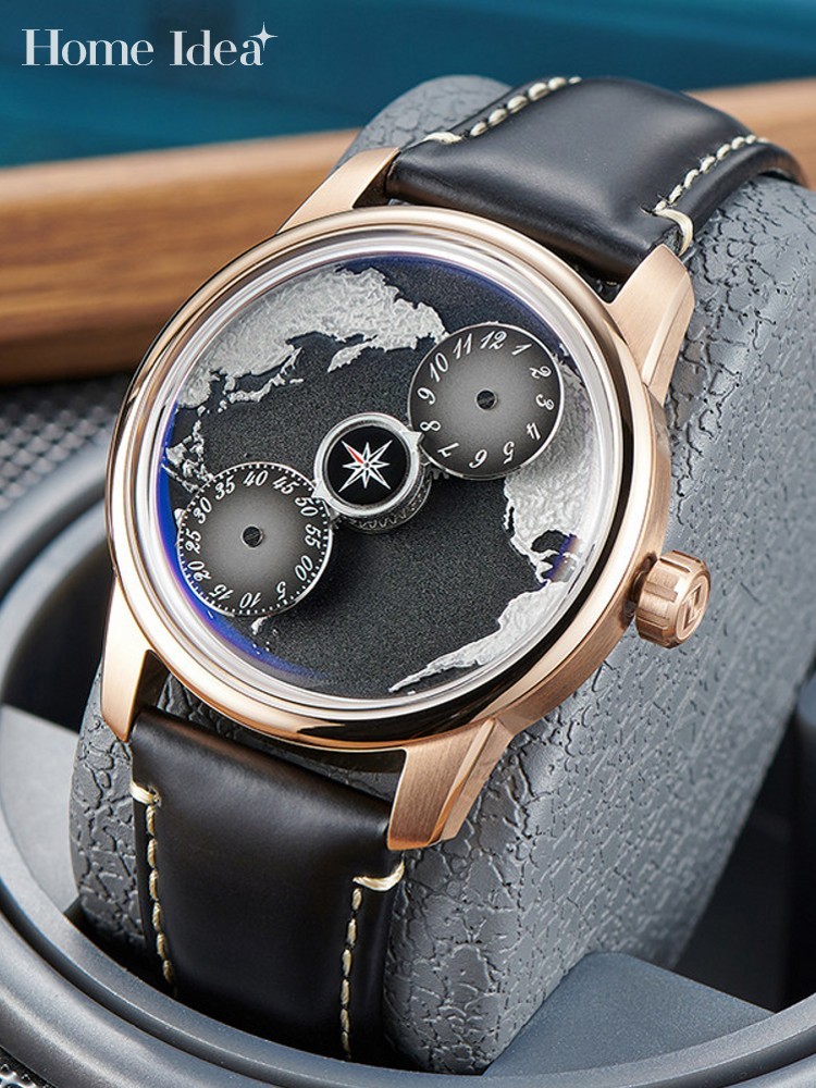 Leatherwork Ideas - Montre-bracelet mécanique automatique pour homme, style